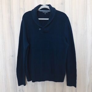 Banana Republic Mens Shawl Collar Pullover Sweater Size XL Navy Preppy Heritage